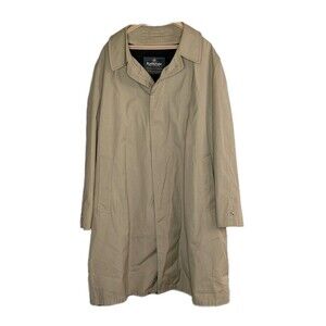Vintage Rainfair Rain Topcoat Mens Size 44 Khaki Removable Fleece Liner Trench